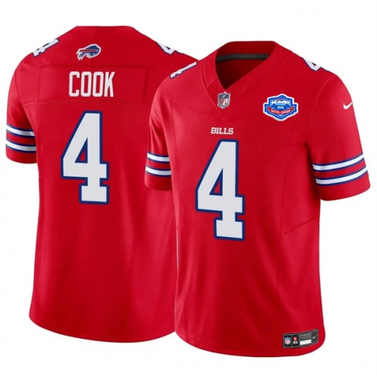 Personalized Men’s Buffalo Bills #4 James Cook Red 2025 F.U.S.E. With Farewell Untouchable Limited Football Stitched Jersey