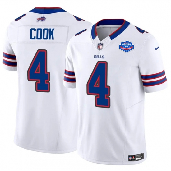 Personalized Men’s Buffalo Bills #4 James Cook White 2025 F.U.S.E. With Farewell Untouchable Limited Football Stitched Jersey