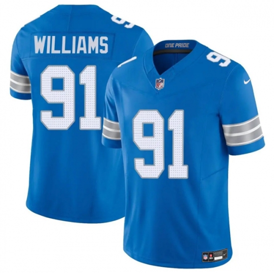 Personalized Men’s Detroit Lions #91 Tyleik Williams Blue 2025 F.U.S.E. Limited Football Stitched Game Jersey