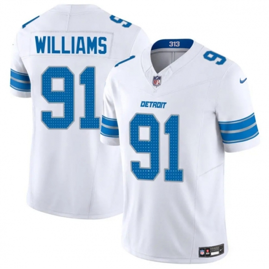 Personalized Men’s Detroit Lions #91 Tyleik Williams White 2025 F.U.S.E. Limited Football Stitched Game Jersey