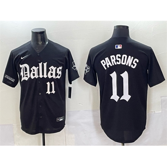 Personalized Men’s Dallas Cowboys #11 Micah Parsons Black ‘Gothic Lone Star Edition’ Limited Stitched Baseball Jersey
