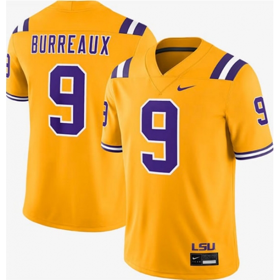 Personalized Men’s LSU Tigers #9 Joe Burrow Gold Limited Stitched Game Jersey