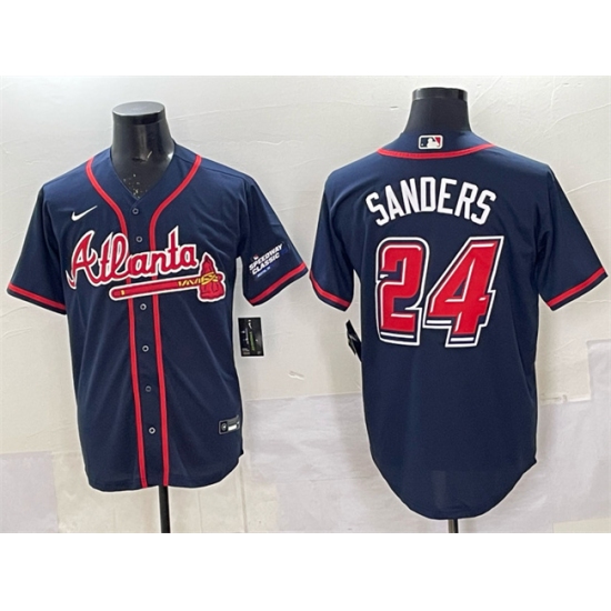 Personalized Men’s Atlanta Braves #24 Deion Sanders Navy 2025 Speedway Classic Alternate Stitched Baseball Jersey