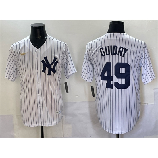 Personalized Men’s New York Yankees #49 Ron Guidry White Cool Base Stitched Baseball Jersey
