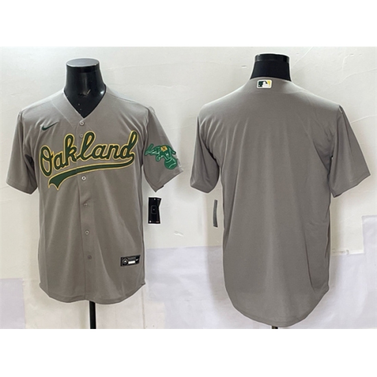 Personalized Men’s Oakland Athletics Blank Grey Cool Base Stitched Baseball Jersey