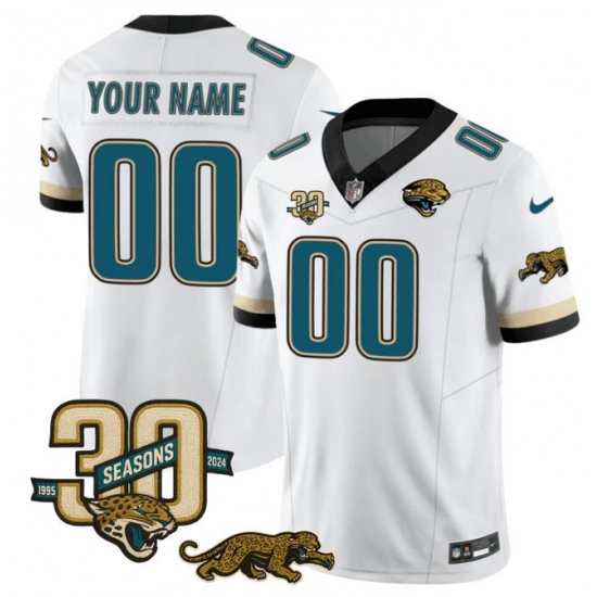 Personalized Men’s Jacksonville Jaguars Active Player White F.U.S.E. With 30th Seasons Patch Limited Football Stitched Jersey