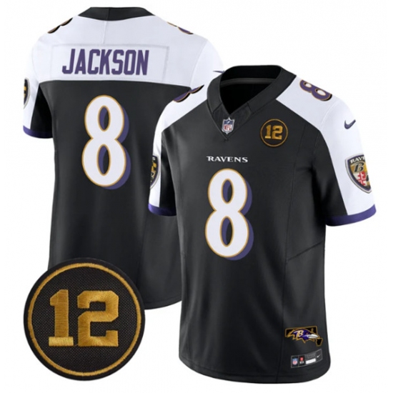 Personalized Men’s Baltimore Ravens #8 Lamar Jackson Black Alternate 2025 F.U.S.E Jacoby Jones Limited Football Jersey