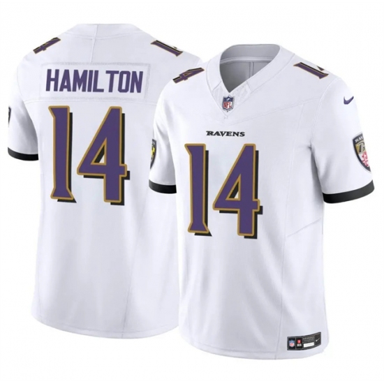 Personalized Men’s Baltimore Ravens #14 Kyle Hamilton White 2025 F.U.S.E. Limited Football Jersey
