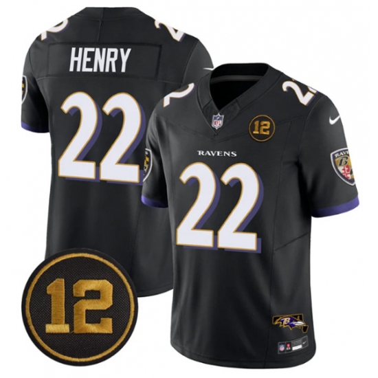 Personalized Men’s Baltimore Ravens #22 Derrick Henry Black 2025 F.U.S.E Jacoby Jones Limited Football Jersey