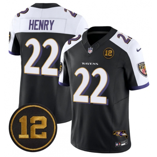 Personalized Men’s Baltimore Ravens #22 Derrick Henry Black Alternate 2025 F.U.S.E Jacoby Jones Limited Football Jersey