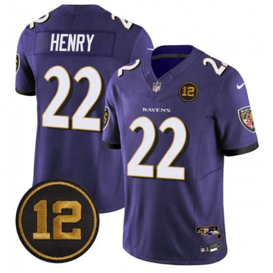 Personalized Men’s Baltimore Ravens #22 Derrick Henry Purple 2025 F.U.S.E Jacoby Jones Limited Football Jersey