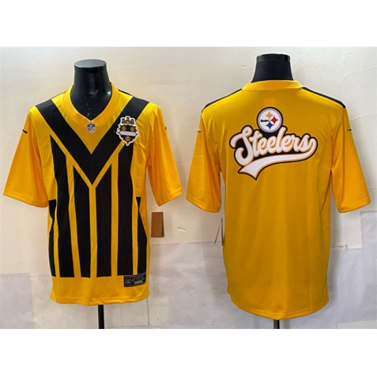 Personalized Men’s Pittsburgh Steelers Team Big Logo Gold 1933 Throwback Alternate Football Stitched Jersey