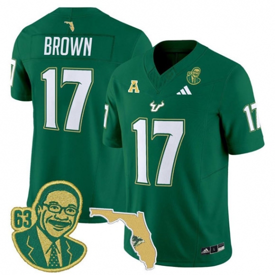 Personalized Men’s South Florida Bulls #17 Byrum Brown Green Stitched Jersey