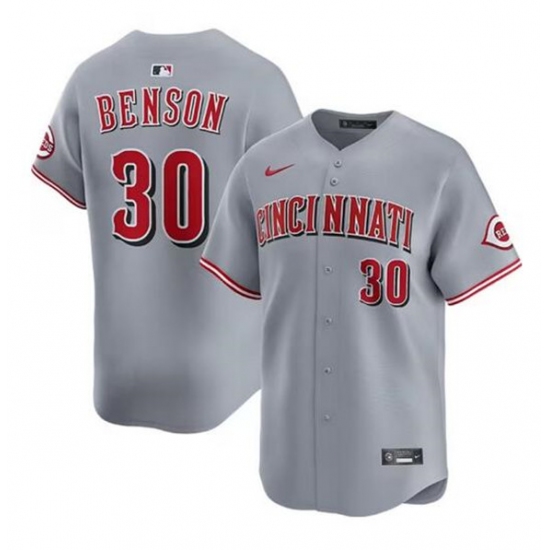 Personalized Men’s Cincinnati Reds #30 Will Benson Gray Road Limited Stitched Baseball Jersey