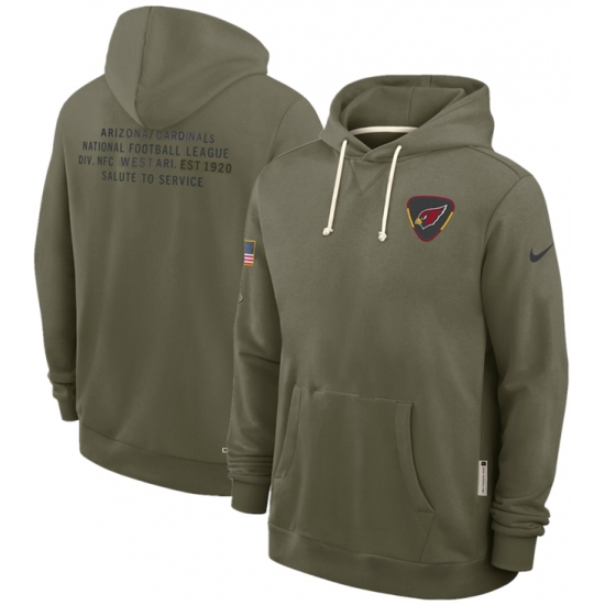 Personalized Men’s Arizona Cardinals Olive 2025 Salute to Service Pullover Hoodie