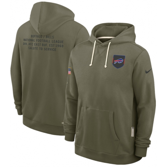 Personalized Men’s Buffalo Bills Olive 2025 Salute to Service Pullover Hoodie