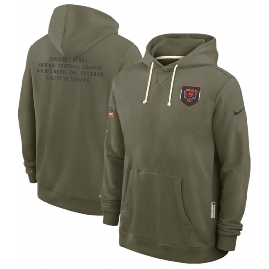 Personalized Men’s Chicago Bears Olive 2025 Salute to Service Pullover Hoodie