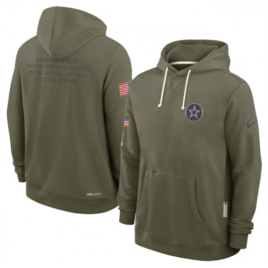 Personalized Men’s Dallas Cowboys Olive 2025 Salute to Service Pullover Hoodie