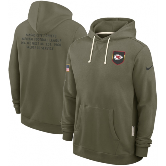Personalized Men’s Kansas City Chiefs Olive 2025 Salute to Service Pullover Hoodie