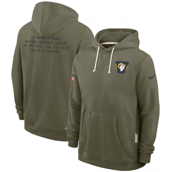 Personalized Men’s Los Angeles Rams Olive 2025 Salute to Service Pullover Hoodie
