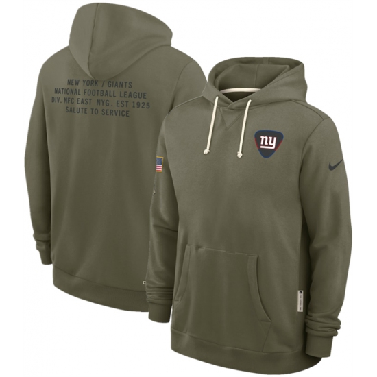 Personalized Men’s New York Giants Olive 2025 Salute to Service Pullover Hoodie
