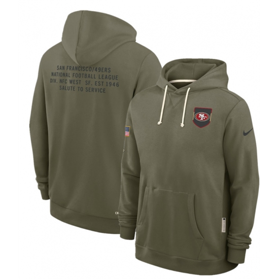 Personalized Men’s San Francisco 49ers Olive 2025 Salute to Service Pullover Hoodie