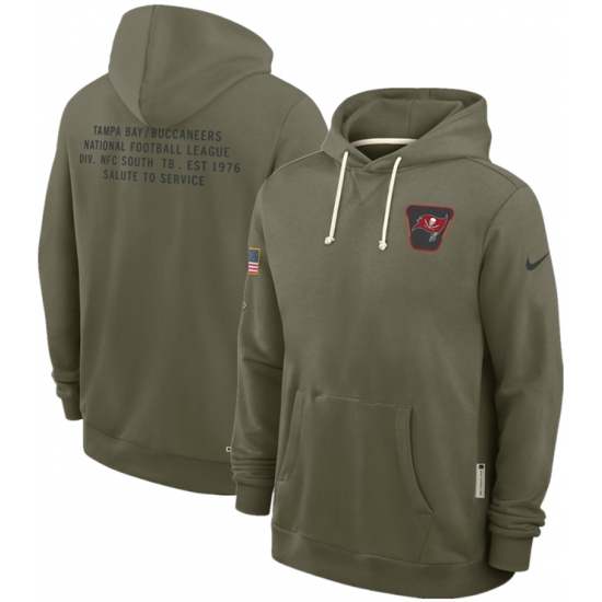 Personalized Men’s Tampa Bay Buccaneers Olive 2025 Salute to Service Pullover Hoodie