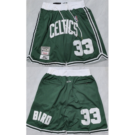 Personalized Men’s Boston Celtics #33 Larry Bird Green Shorts (Run Small)