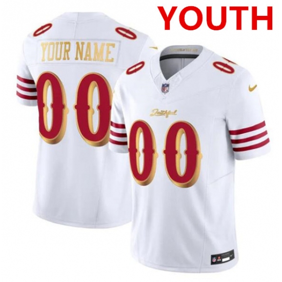 Personalized Youth San Francisco 49ers ACTIVE PLAYER White Gold 2025 F.U.S.E. Rivalries Limited Football Stitched Jersey