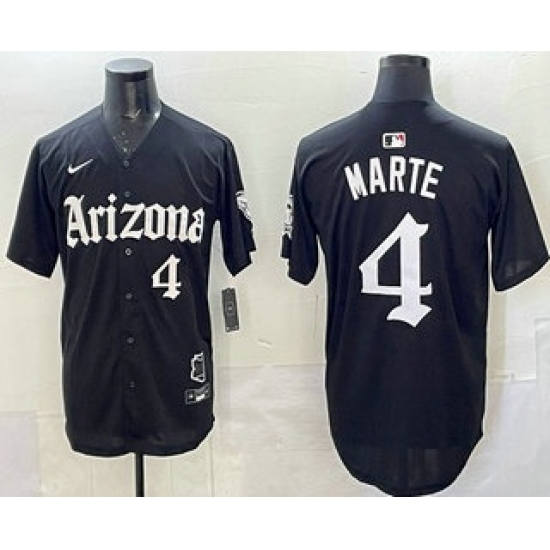 Personalized Men’s Arizona Diamondbacks #4 Ketel Marte Black Premier Limited Stitched Baseball Jersey