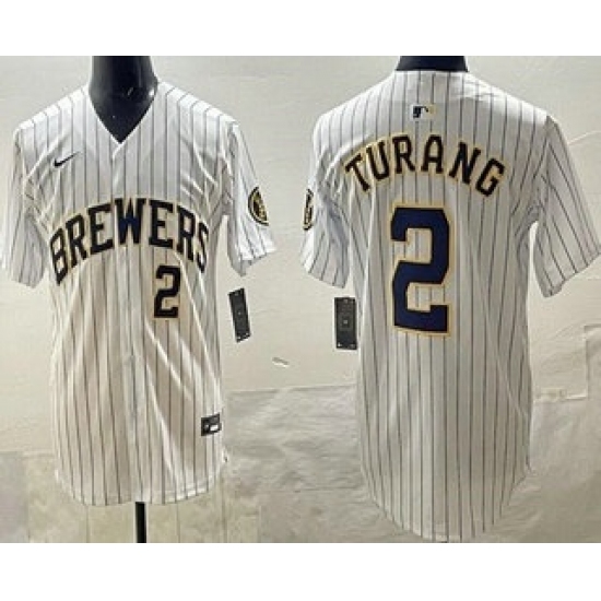 Personalized Men’s Milwaukee Brewers #2 Brice Turang White Limited Jersey
