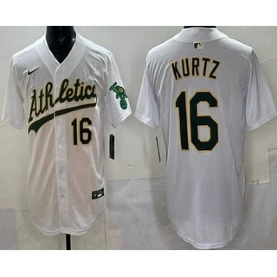 Personalized Men’s Oakland Athletics #16 Nick Kurtz White Limited Jersey