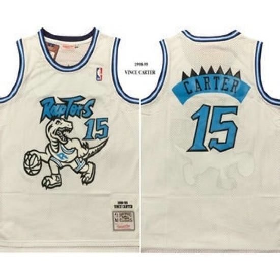Personalized Men’s Toronto Raptors #15 Vince Carter White 1998 Throwback Swingman Jersey