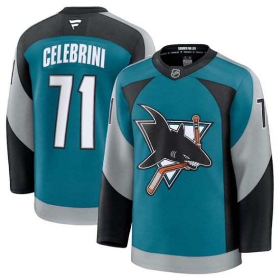 Personalized Men’s San Jose Sharks #71 Macklin Celebrini Teal 2025 Alternate Stitched Hockey Jersey