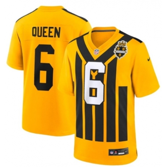 Personalized Men’s Pittsburgh Steelers #6 Patrick Queen Gold 1933 Throwback Alternate Stitched Football Jersey