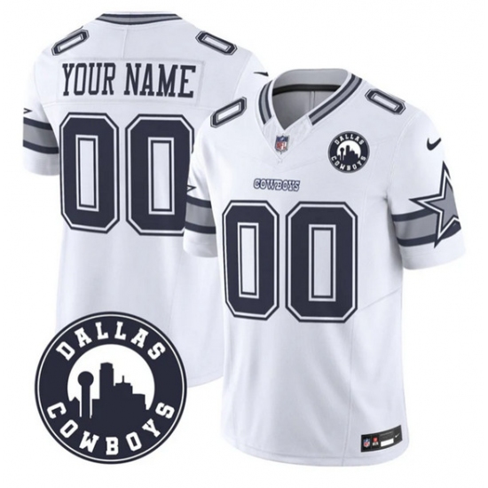 Personalized Men’s Dallas Cowboys Active Player White 2025 F.U.S.E Dallas City Patch Untouchable Limited Football Stitched Game Jersey