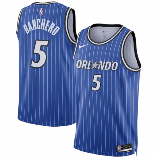 Personalized Men’s Orlando Magic #5 Paolo Banchero Blue 2025 Icon Edition Stitched Basketball Jersey