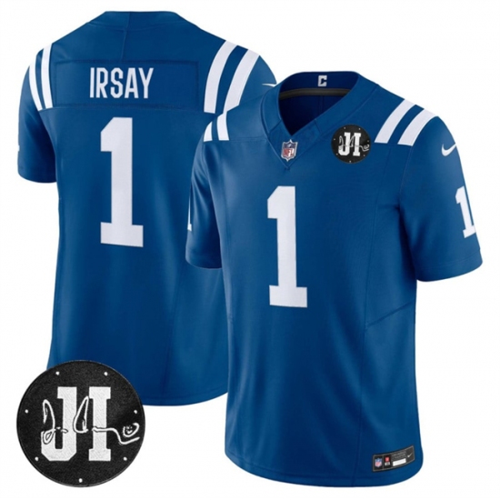 Personalized Men’s Indianapolis Colts #1 Jim Irsay Blue 2025 F.U.S.E. Jim Irsay Limited Football Stitched Jersey