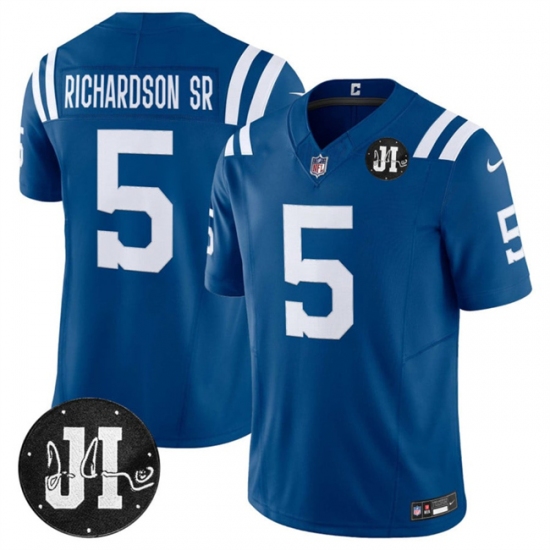 Personalized Men’s Indianapolis Colts #5 Anthony Richardson Blue 2025 F.U.S.E. Jim Irsay Limited Football Stitched Jersey