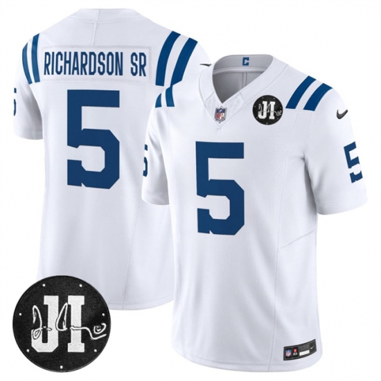 Personalized Men’s Indianapolis Colts #5 Anthony Richardson White 2025 F.U.S.E. Jim Irsay Limited Football Stitched Jersey