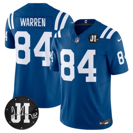 Personalized Men’s Indianapolis Colts #84 Tyler Warren Blue 2025 F.U.S.E. Jim Irsay Limited Football Stitched Jersey
