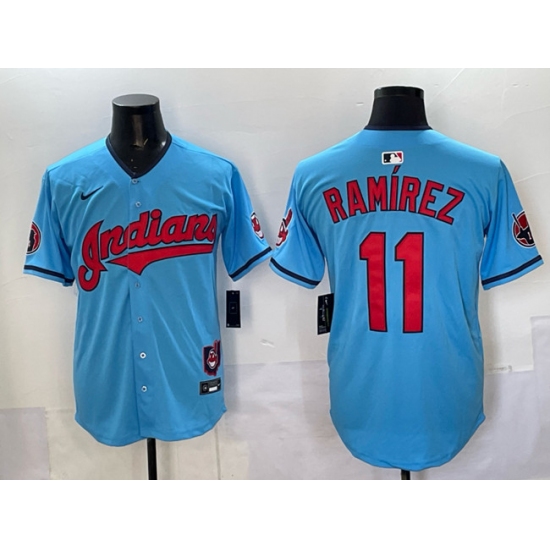 Personalized Men’s Cleveland Guardians #11 Jose Ramirez Blue Premier Limited Stitched Baseball Jersey