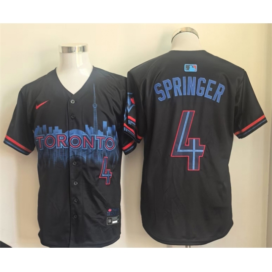 Personalized Men’s Toronto Blue Jays #4 George Springer Navy 2024 City Connect Limited Stitched Baseball Jersey