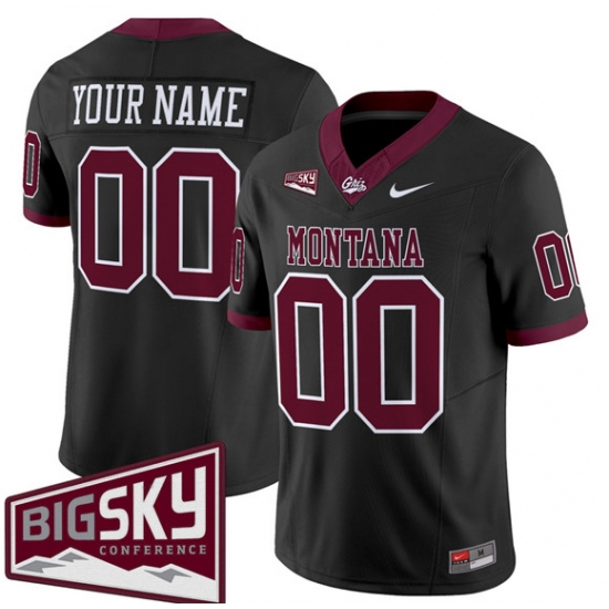 Personalized Men’s Montana Grizzlies Active Player Black 2025 F.U.S.E. Big Sky Patch Limited V1 Stitched Football Jersey