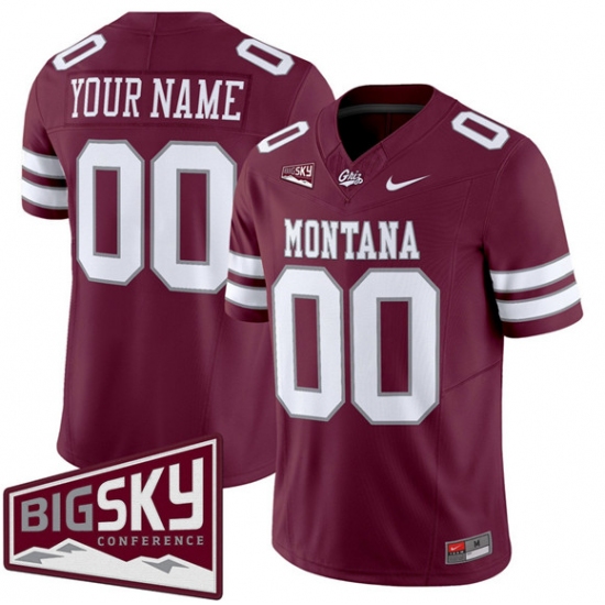 Personalized Men’s Montana Grizzlies Active Player Maroon 2025 F.U.S.E. Big Sky Patch Limited V1 Stitched Football Jersey