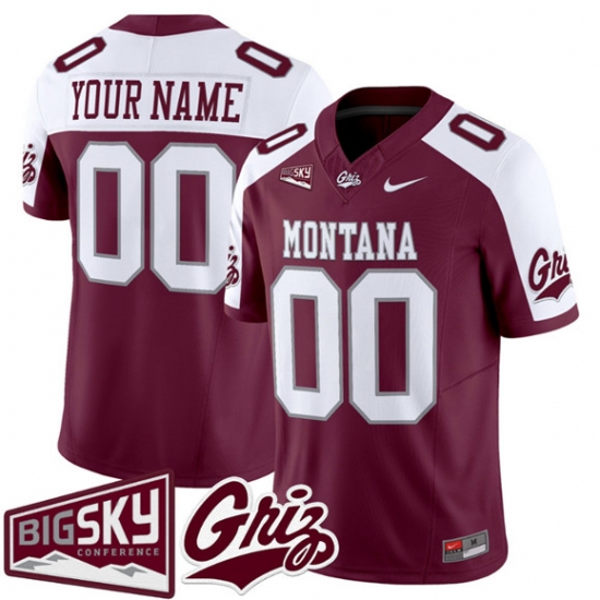 Personalized Men’s Montana Grizzlies Active Player Maroon Alternate 2025 F.U.S.E. Big Sky Patch Limited V1 Stitched Football Jersey