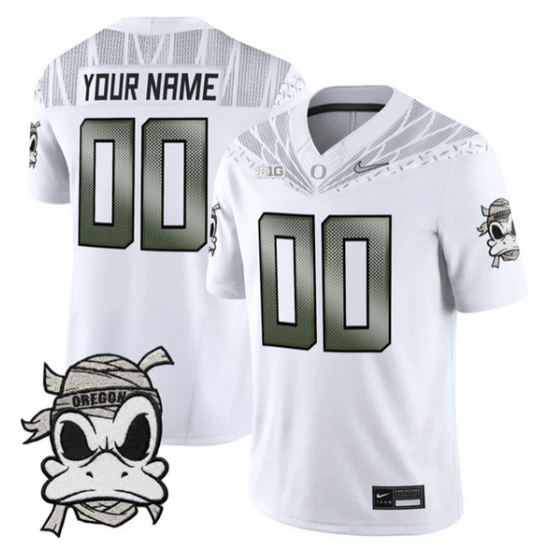Personalized Men’s Oregon Ducks Active Player White 2025 F.U.S.E. Mummy Duck Limited V1 Stitched Football Jerseys