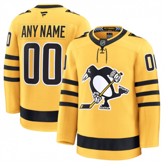 Personalized Men’s Pittsburgh Penguins Active Player Gold 2025 Alternate Stitched Hockey Jersey