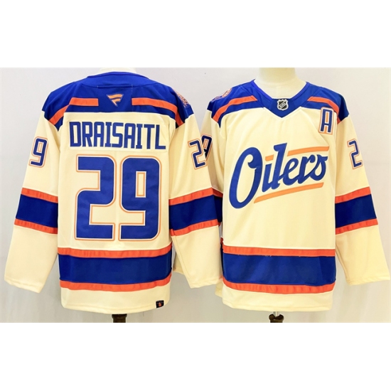 Personalized Men’s Edmonton Oilers #29 Leon Draisaitl Light Beige Alternate With A Stitched Hockey Jersey