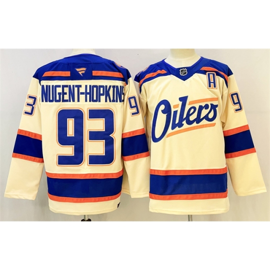 Personalized Men’s Edmonton Oilers #93 Ryan Nugent-Hopkins Light Beige 2025 Alternate With A Stitched Hockey Jersey